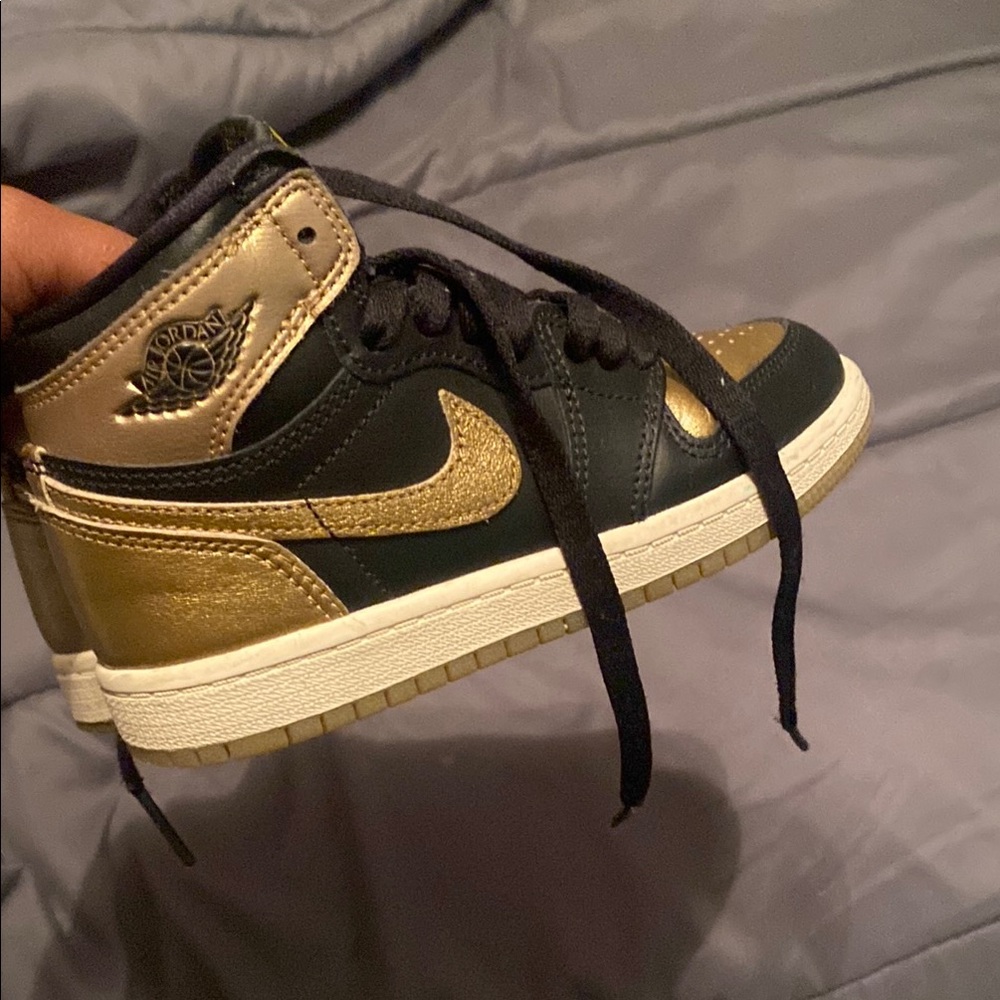 Jordan Kids Black and Gold High-Top Sneakers